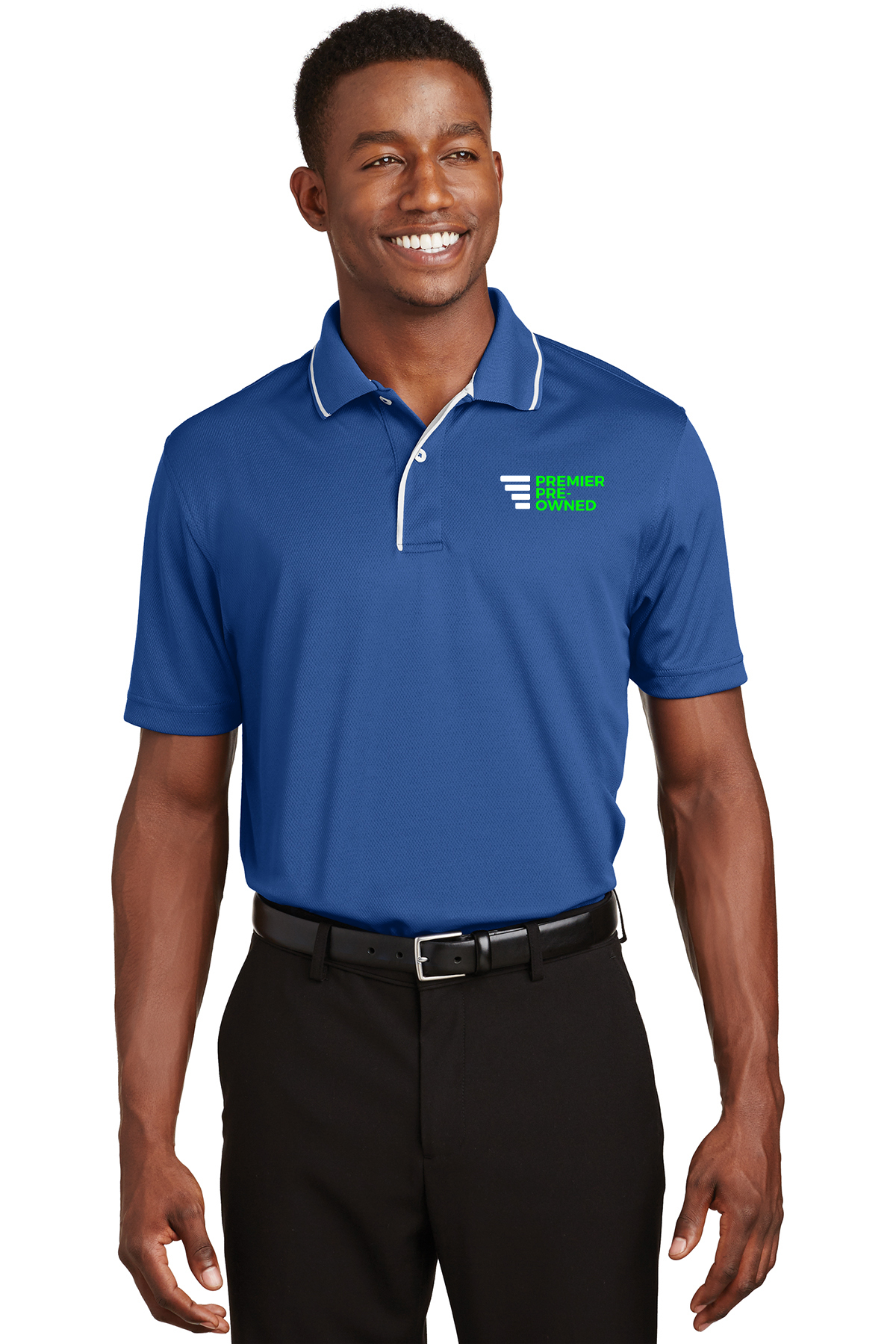 custom design of Sport-Tek® K467 Dri-Mesh® Polo with Tipped Collar and Piping
