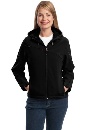Port Authority® L706 Ladies Textured Hooded Soft Shell Jacket