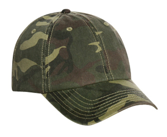 Camouflage garment washed cotton twill low profile pro style caps