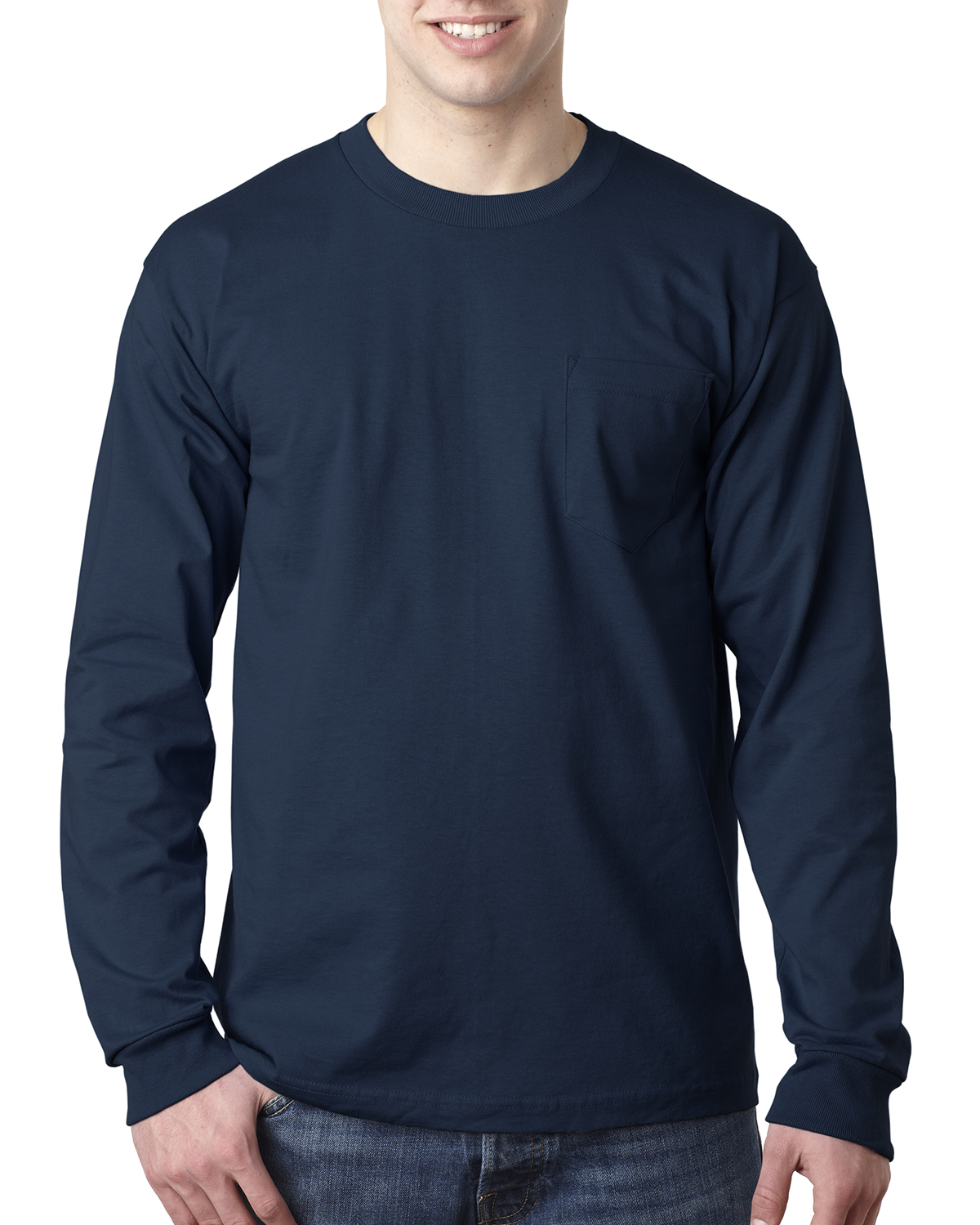 Bayside 8100 Long Sleeve T-Shirt with a Pocket