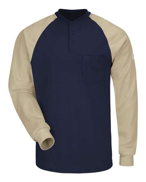 Bulwark SEL4 - Long Sleeve Color-Block Tagless Henley Shirt