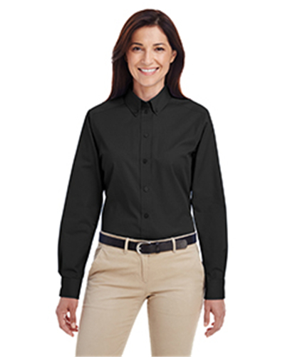 Harriton M581 - Ladies' Foundation 100% Cotton Long-Sleeve Twill Shirt with Teflon