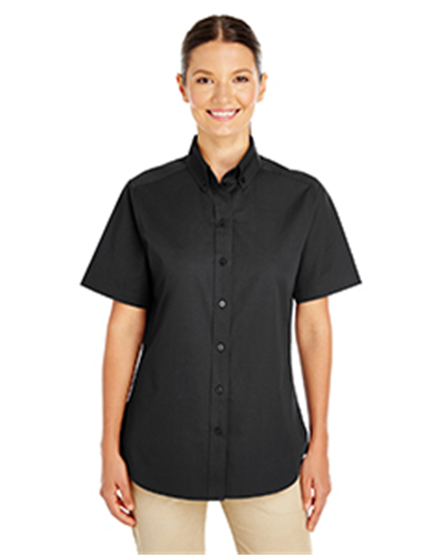 Harriton M582W - Ladies' Foundation 100% Cotton Short-Sleeve Twill Shirt Teflon