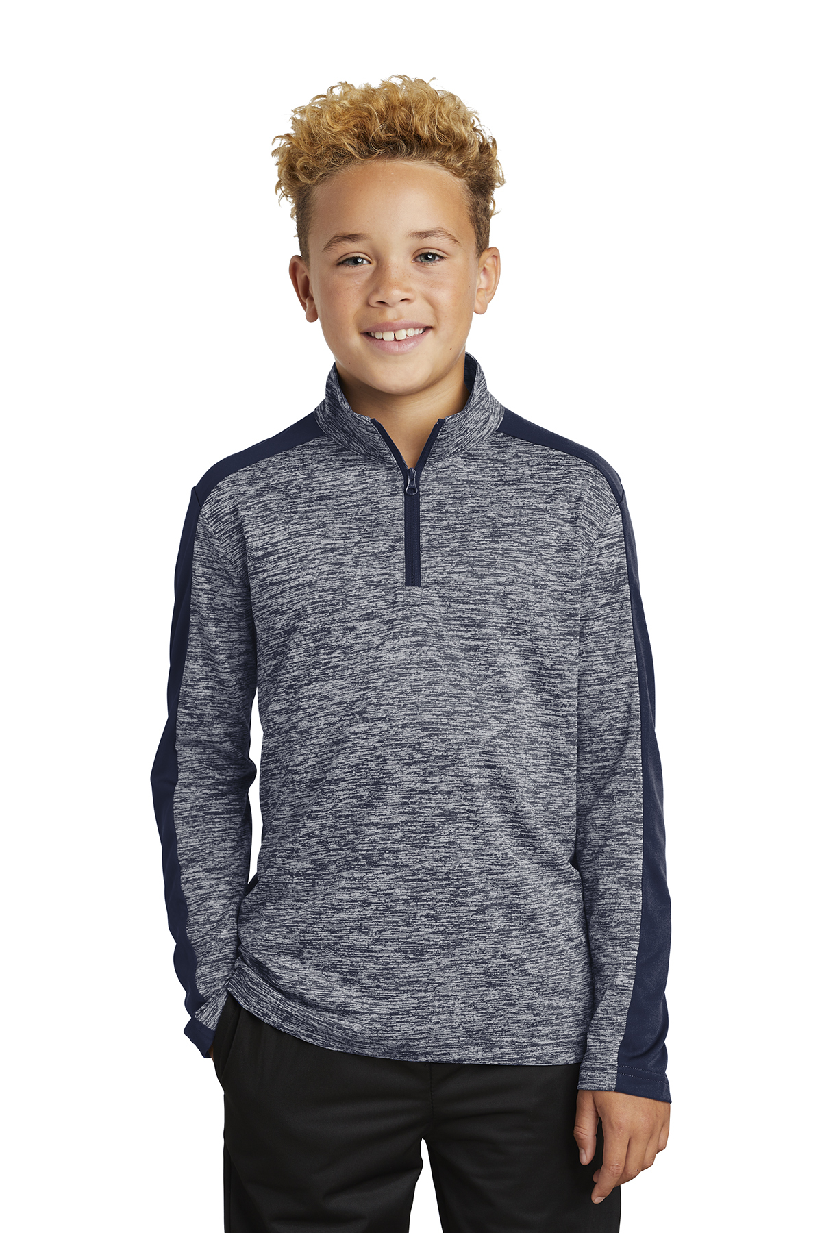 Sport-Tek YST397 - Youth PosiCharge Electric Heather Colorblock 1/4-Zip Pullover