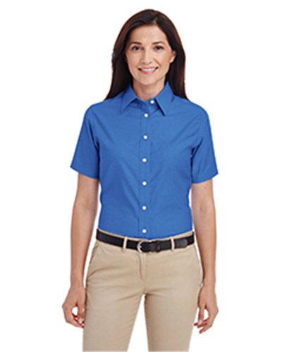 Harriton M600SW - Ladies' Short-Sleeve Oxford with Stain-Release
