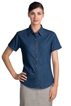 Port & Company® LSP11 Ladies Short Sleeve Value Denim Shirt