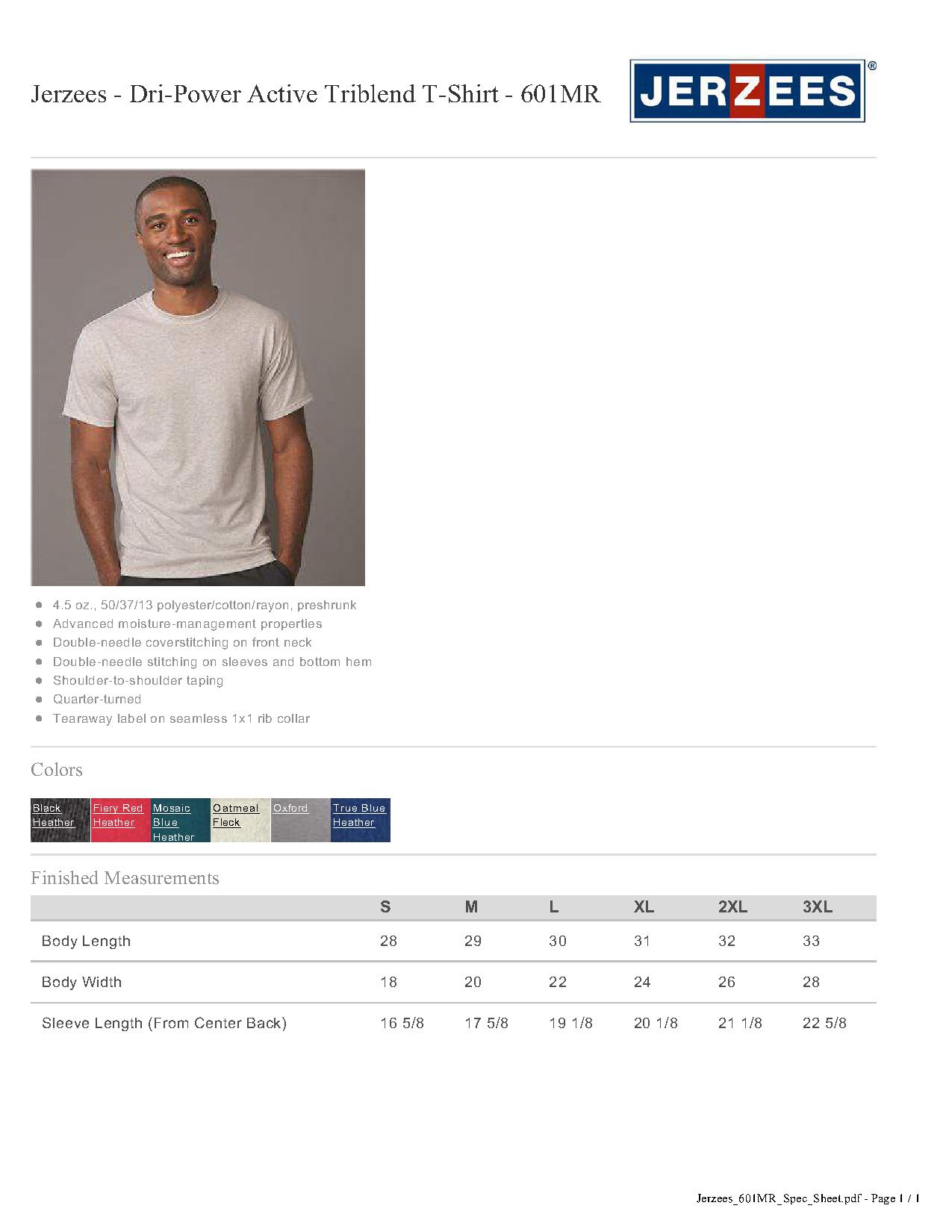 Jerzees 601MR - Dri-Power Active Triblend T-Shirt $3.74 - Men's T-Shirts